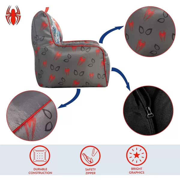 Idea Nuova Marvel Spiderman Toddler Nylon Bean Bag Chair with Piping &amp; Top Carry Handle, Large