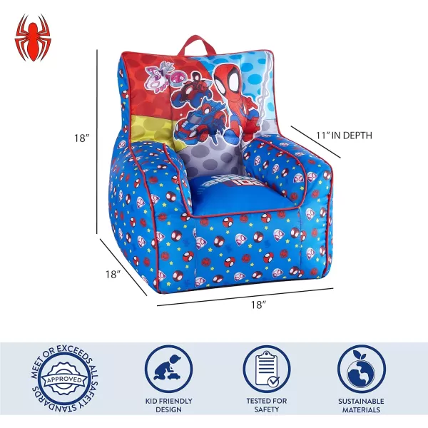 Idea Nuova Marvel Spiderman Toddler Nylon Bean Bag Chair with Piping &amp; Top Carry Handle, Large