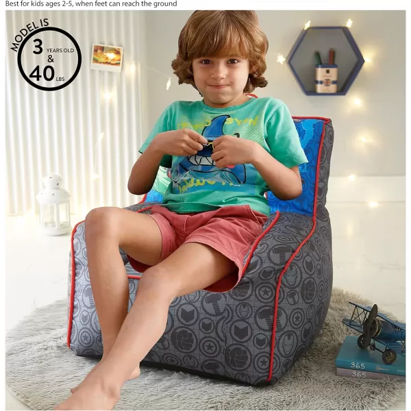 Idea Nuova Marvel Spiderman Toddler Nylon Bean Bag Chair with Piping &amp; Top Carry Handle, Large