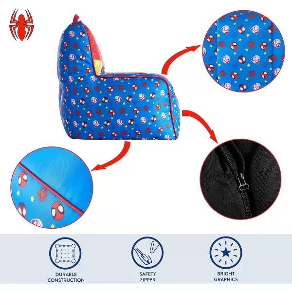 Idea Nuova Marvel Spiderman Toddler Nylon Bean Bag Chair with Piping &amp; Top Carry Handle, Large