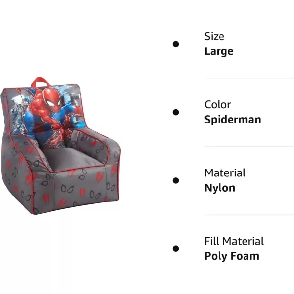 Idea Nuova Marvel Spiderman Toddler Nylon Bean Bag Chair with Piping &amp; Top Carry Handle, Large