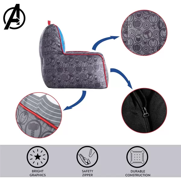 Idea Nuova Marvel Spiderman Toddler Nylon Bean Bag Chair with Piping &amp; Top Carry Handle, Large