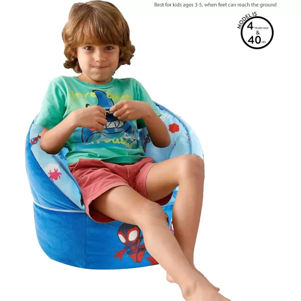 Idea Nuova Marvel Spidey and His Amazing Friends Blue Round Bean Bag Chair for Kids, Ages 3+, Large