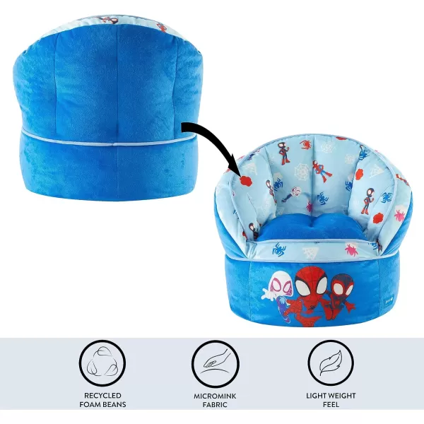 Idea Nuova Marvel Spidey and His Amazing Friends Blue Round Bean Bag Chair for Kids, Ages 3+, Large