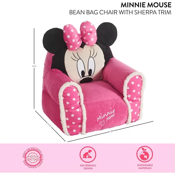 Idea Nuova Minnie Mouse Figural Sherpa Trim Bean Bag Chair, Small, Pink