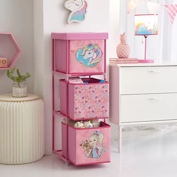 Idea Nuova Nickelodeon Jojo Siwa 3 Tier Fabric Storage Organizer with 3 Cubes and Removable Lid