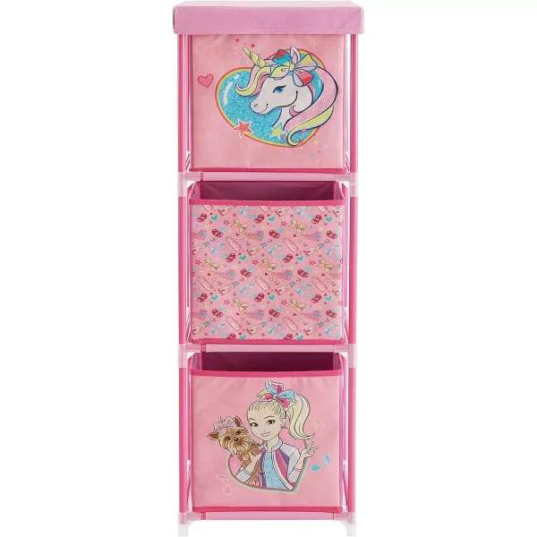 Idea Nuova Nickelodeon Jojo Siwa 3 Tier Fabric Storage Organizer with 3 Cubes and Removable Lid