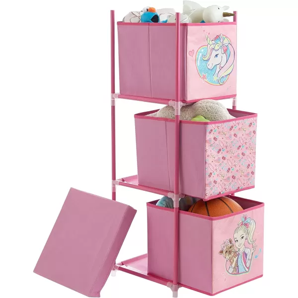 Idea Nuova Nickelodeon Jojo Siwa 3 Tier Fabric Storage Organizer with 3 Cubes and Removable Lid