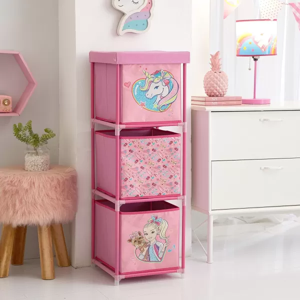 Idea Nuova Nickelodeon Jojo Siwa 3 Tier Fabric Storage Organizer with 3 Cubes and Removable Lid