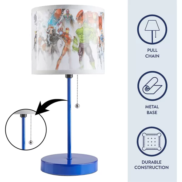 Idea Nuova Paw Patrol Chase, Rubble and Marshall Stick Table Kids Lamp with Pull Chain, Themed Printed Decorative Shade