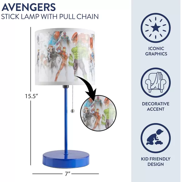 Idea Nuova Paw Patrol Chase, Rubble and Marshall Stick Table Kids Lamp with Pull Chain, Themed Printed Decorative Shade