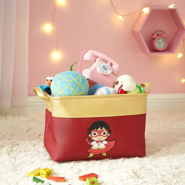 Idea Nuova Ryan's World Rectangular Storage Bin with Gold Trim and Handles , Red