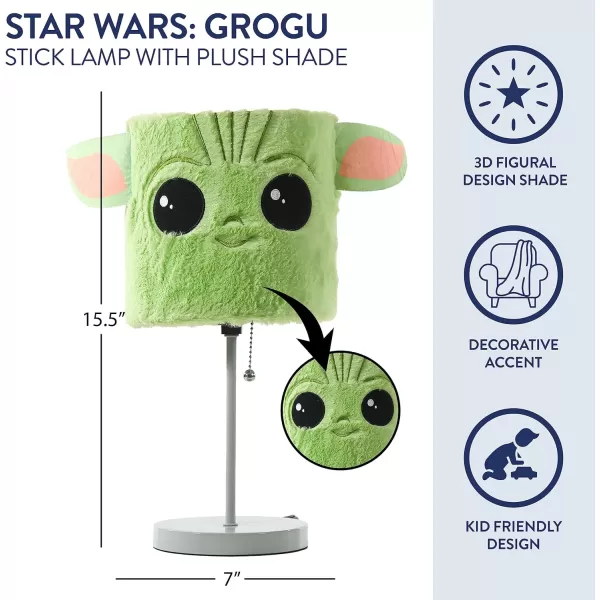 Idea Nuova Star Wars: The Mandalorian The Child Plush Shade Table Lamp, Green