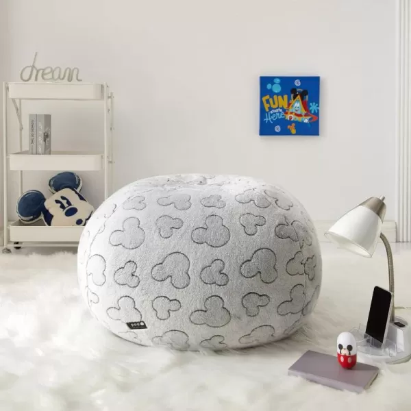 Idea Nuova Disney Mickey Mouse Embossed Faux Fur Round Bean Bag Chair for Kids,24"x24"x18"