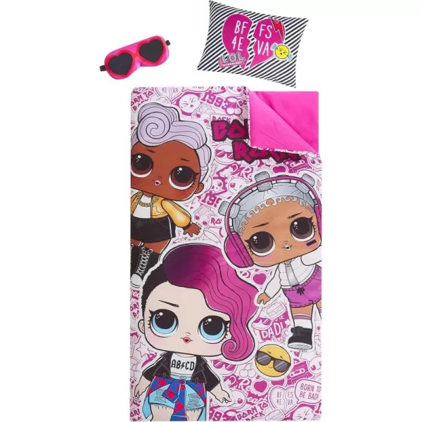 Idea Nuova LOL Surprise Giftable Sleepover Set with Sleeping Bag, Pillow &amp; Bonus Eye Mask, Ages 3+, Pink, 26"x46"