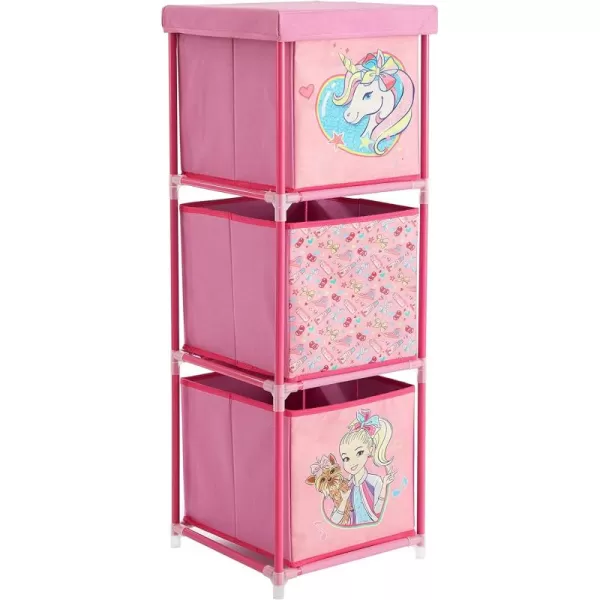 Idea Nuova Nickelodeon Jojo Siwa 3 Tier Fabric Storage Organizer with 3 Cubes and Removable Lid