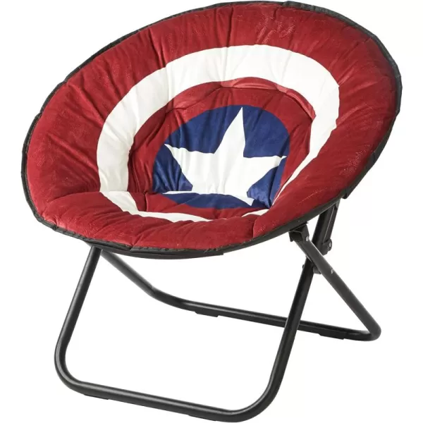 Marvel Avengers Captain America Plush Folding Saucer Chair with 32" Folding and Metal Frame for Kids,Teens,Adults