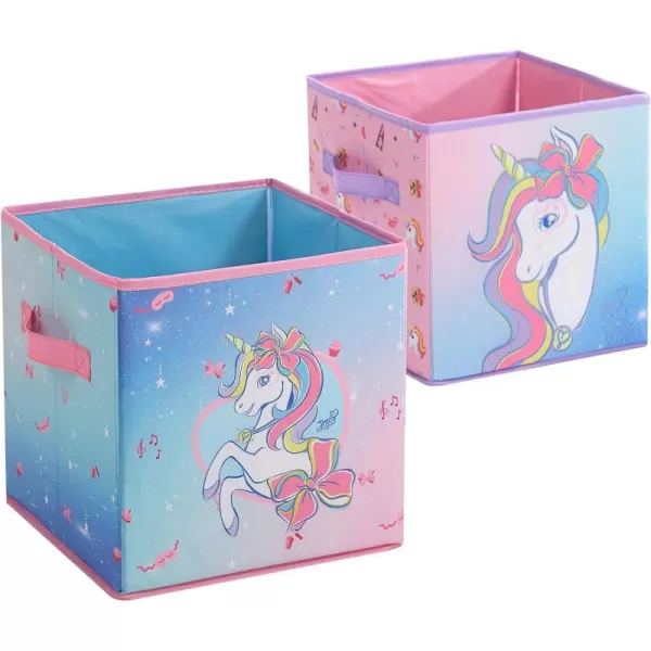 Idea Nuova Nickelodeon JoJo Siwa Glow in The Dark Collapsible Storage Cubes, Set of 2, 10"x10"