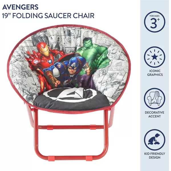 Avengers Toddler 19” Folding Saucer Chair with Cushion, Metal, Ages 3+