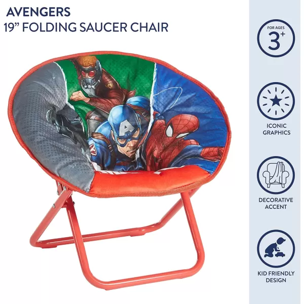 Avengers Toddler 19” Folding Saucer Chair with Cushion, Metal, Ages 3+