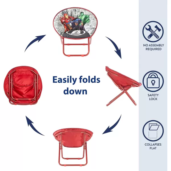 Avengers Toddler 19” Folding Saucer Chair with Cushion, Metal, Ages 3+