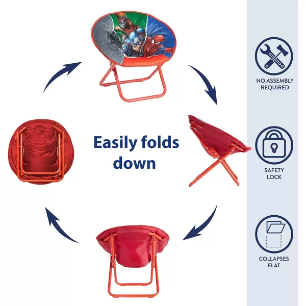 Avengers Toddler 19” Folding Saucer Chair with Cushion, Metal, Ages 3+