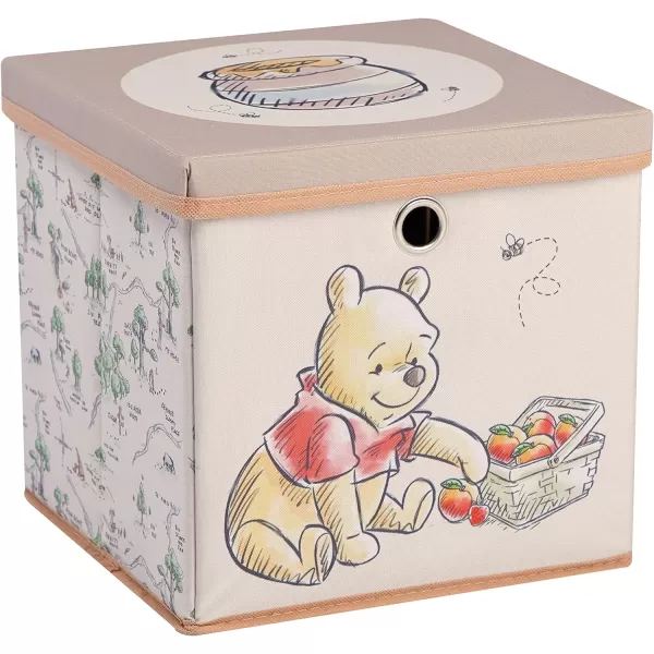 Idea Nuova Winnie the Pooh Collapsible Storage Cube with removable Lid, 10" Wx10 Hx10 D