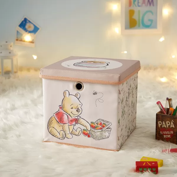 Idea Nuova Winnie the Pooh Collapsible Storage Cube with removable Lid, 10" Wx10 Hx10 D