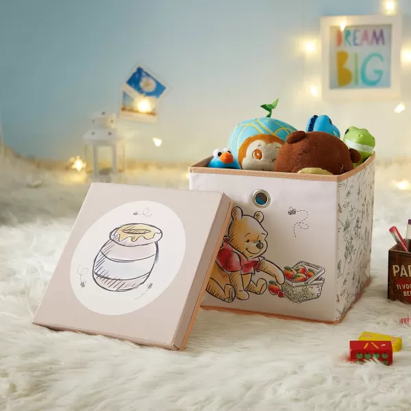 Idea Nuova Winnie the Pooh Collapsible Storage Cube with removable Lid, 10" Wx10 Hx10 D