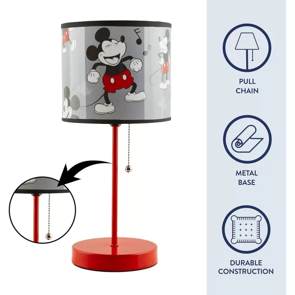 Disney Mickey Mouse 90th Anniversary Stick Table Kids Lamp With Pull Chain, Themed Printed Decorative Shade