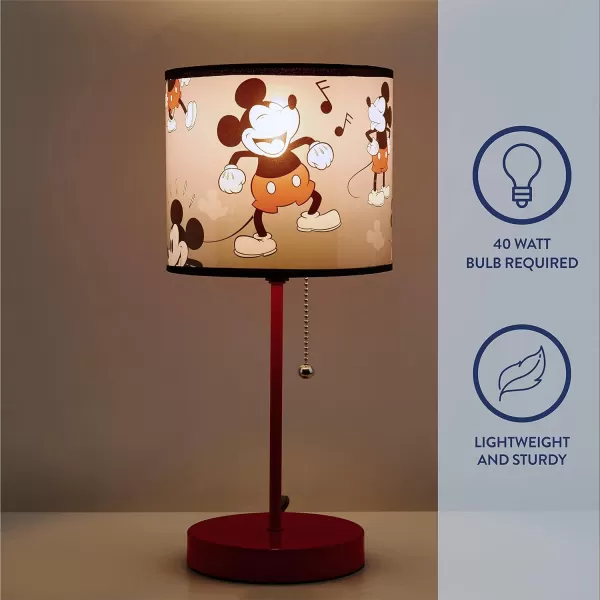 Disney Mickey Mouse 90th Anniversary Stick Table Kids Lamp With Pull Chain, Themed Printed Decorative Shade