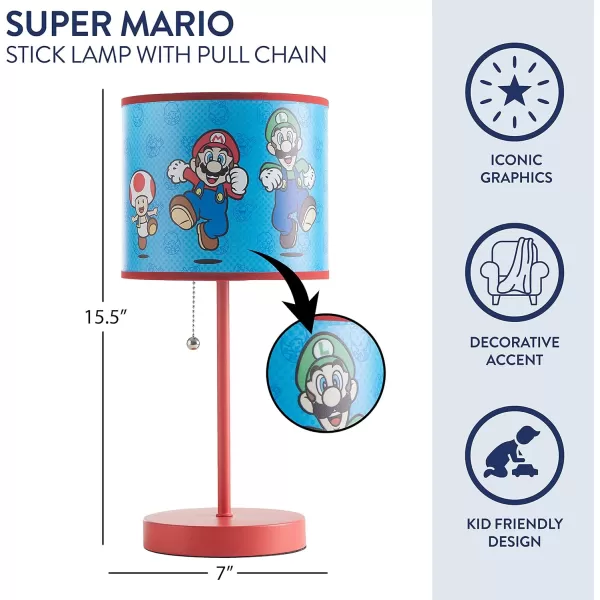 Disney Mickey Mouse 90th Anniversary Stick Table Kids Lamp With Pull Chain, Themed Printed Decorative Shade
