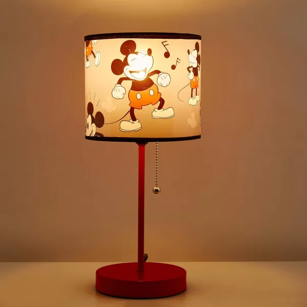 Disney Mickey Mouse 90th Anniversary Stick Table Kids Lamp With Pull Chain, Themed Printed Decorative Shade