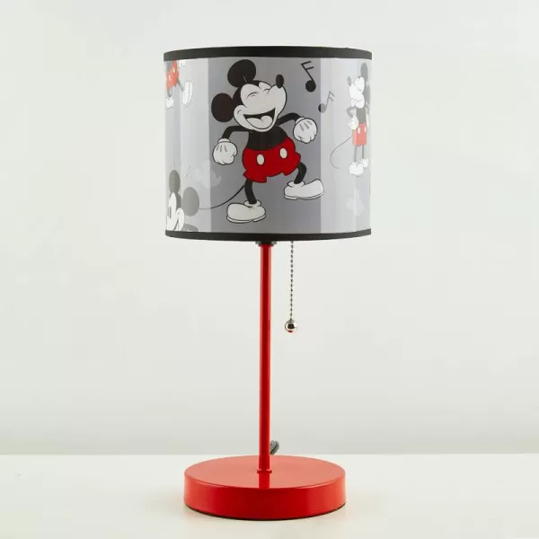 Disney Mickey Mouse 90th Anniversary Stick Table Kids Lamp With Pull Chain, Themed Printed Decorative Shade