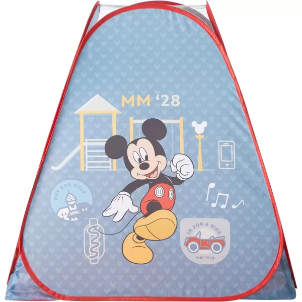 Disney Mickey Mouse 3 Piece Slumber Set with Kids Indoor Outdoor UPF 30+ Pop Up Play Tent with Pillow and Flashlight
