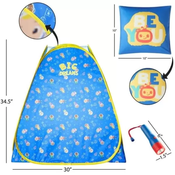 Disney Mickey Mouse 3 Piece Slumber Set with Kids Indoor Outdoor UPF 30+ Pop Up Play Tent with Pillow and Flashlight