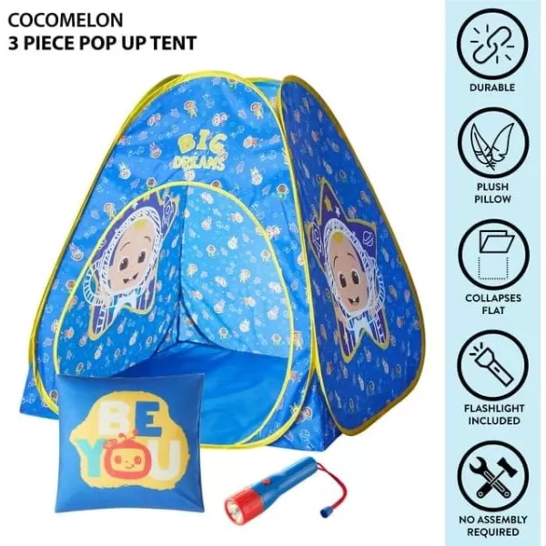 Disney Mickey Mouse 3 Piece Slumber Set with Kids Indoor Outdoor UPF 30+ Pop Up Play Tent with Pillow and Flashlight