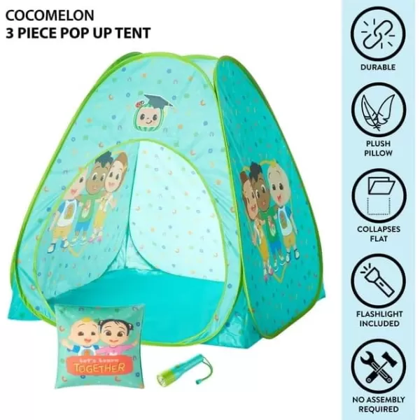 Disney Mickey Mouse 3 Piece Slumber Set with Kids Indoor Outdoor UPF 30+ Pop Up Play Tent with Pillow and Flashlight