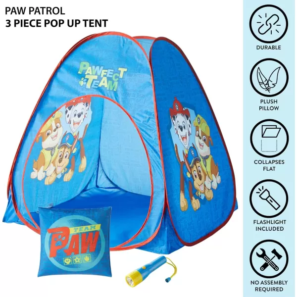 Disney Mickey Mouse 3 Piece Slumber Set with Kids Indoor Outdoor UPF 30+ Pop Up Play Tent with Pillow and Flashlight