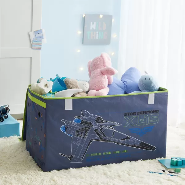 Idea Nuova Marvel Spiderman Collapsible Children’s Toy Storage Trunk, Durable with Soft Lid, 28.5" Wx14.5"x16", Spiderman Blue