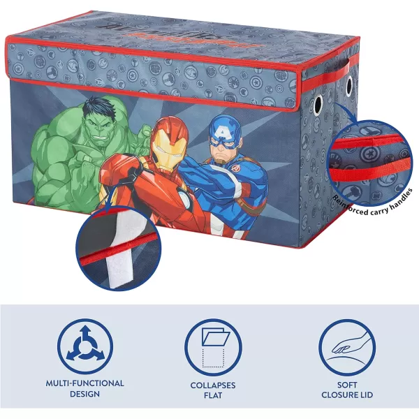 Idea Nuova Marvel Spiderman Collapsible Children’s Toy Storage Trunk, Durable with Soft Lid, 28.5" Wx14.5"x16", Spiderman Blue