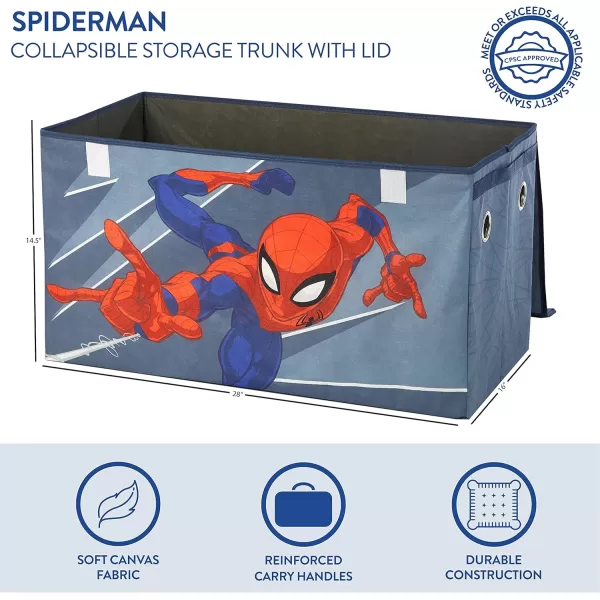 Idea Nuova Marvel Spiderman Collapsible Children’s Toy Storage Trunk, Durable with Soft Lid, 28.5" Wx14.5"x16", Spiderman Blue