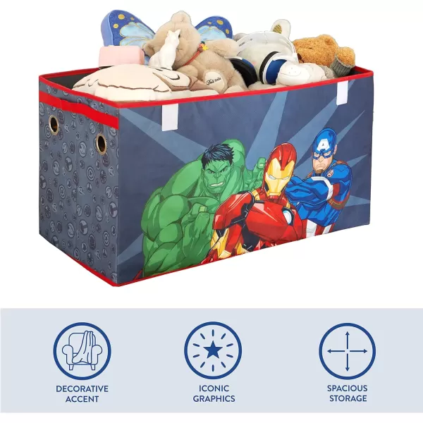 Idea Nuova Marvel Spiderman Collapsible Children’s Toy Storage Trunk, Durable with Soft Lid, 28.5" Wx14.5"x16", Spiderman Blue