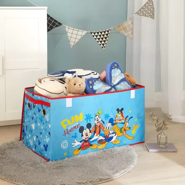 Idea Nuova Marvel Spiderman Collapsible Children’s Toy Storage Trunk, Durable with Soft Lid, 28.5" Wx14.5"x16", Spiderman Blue