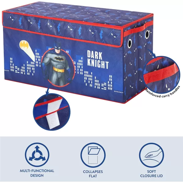 Idea Nuova Marvel Spiderman Collapsible Children’s Toy Storage Trunk, Durable with Soft Lid, 28.5" Wx14.5"x16", Spiderman Blue