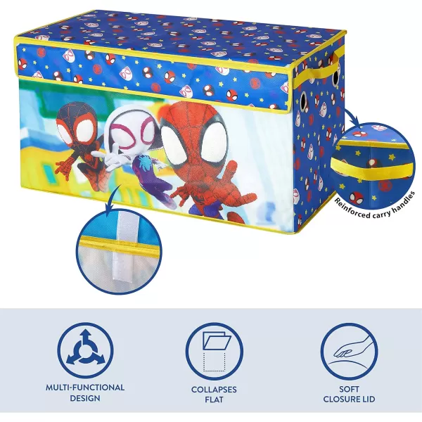 Idea Nuova Marvel Spiderman Collapsible Children’s Toy Storage Trunk, Durable with Soft Lid, 28.5" Wx14.5"x16", Spiderman Blue