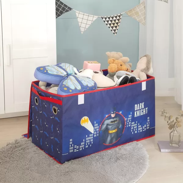 Idea Nuova Marvel Spiderman Collapsible Children’s Toy Storage Trunk, Durable with Soft Lid, 28.5" Wx14.5"x16", Spiderman Blue