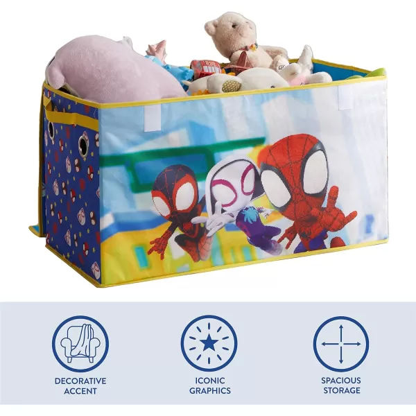 Idea Nuova Marvel Spiderman Collapsible Children’s Toy Storage Trunk, Durable with Soft Lid, 28.5" Wx14.5"x16", Spiderman Blue