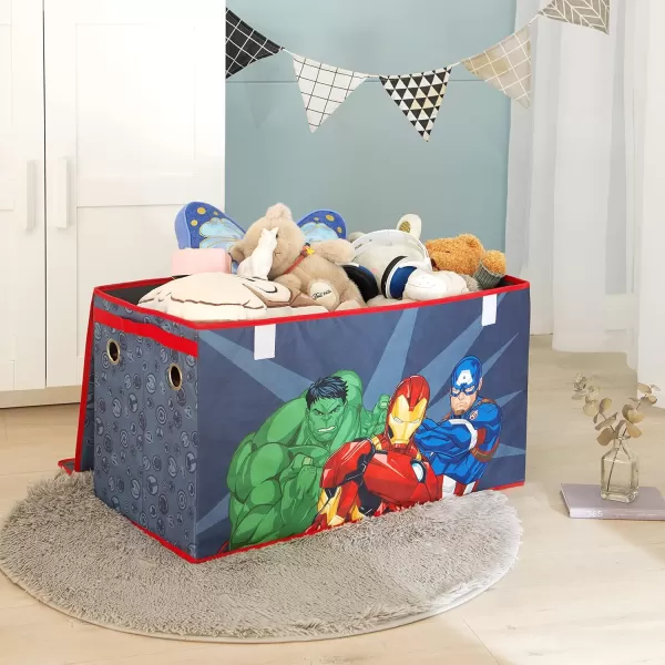 Idea Nuova Marvel Spiderman Collapsible Children’s Toy Storage Trunk, Durable with Soft Lid, 28.5" Wx14.5"x16", Spiderman Blue