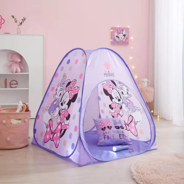 Disney Mickey Mouse 3 Piece Slumber Set with Kids Indoor Outdoor UPF 30+ Pop Up Play Tent with Pillow and Flashlight